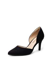Women's Stiletto High Heel D'Orsay Slip On Pumps Closed Toe Elegant Comfortable Dress Shoes For Work Office Daily - 黑色絨面革 - 查看 3