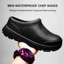 Oil-Proof Women's Chef Shoes Non-Slip Men's Safety Shoes Soft Waterproof Work Shoes Women's Sandals Spring And Autumn Rain Boots - Black - View 2