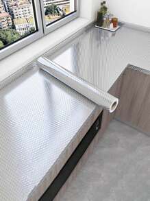 1 片防水、防油、耐热铝箔厨房墙纸/贴纸，可拆卸自粘式橱柜衬垫，适用于灶台翻新，剖面图 - 彩色 - 查看 1