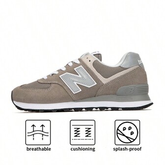 New Balance أحذية جري من سلسلة 574، ذات رقبة منخفضة، ماصة للصدمات للرجال والنساء، للخارجي، الجري السريع، التدريب اللياقة البدنية، التنقل اليومي، ML574EVG-D