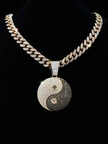 Hip Hop Icy Cuban Link Chain, modny urok Tai Chi wisiorek naszyjnik biżuteria modowa naszyjniki dla