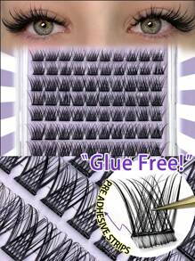 100pcs No Glue Lash Clusters Easy-Apply Self-Adhesive Eyelashes - Wispy, Reusable Cluster Lashes 10-16mm, Glue Free, Diy At Home Natural Look Pre-Bond False Eyelasheslash Clusters,Eyelash Clusters,Individual Eyelashes,Lashes,Fake Lashes - C - View 1