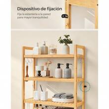 Mueble para Inodoro, Estante sobre Inodoro, Estantería de 4 Niveles, Estante Ajustable, Beige Natural MBTS041N01 - 1 - Ver 7