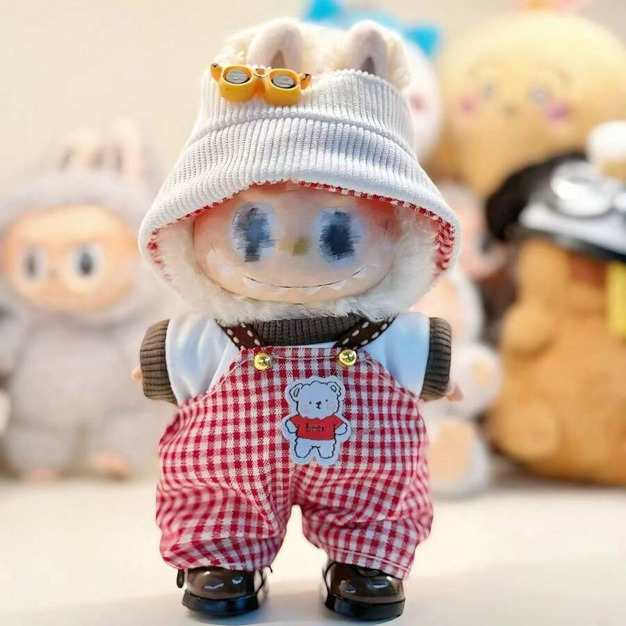 For 17cm Labubu Doll Clothes Outfit Accessories Macaron