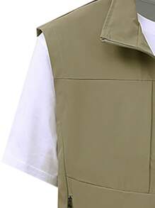 Gilet casual e semplice di moda per uomo, adatto per uso quotidiano - Cachi - Visualizzare 4