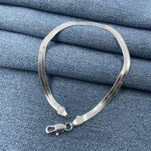 Pulseira elegante de corrente de lâmina de prata esterlina 925 feita à mão com design de corrente plana para mulheres e homens, perfeita para uso diário e presente de aniversário