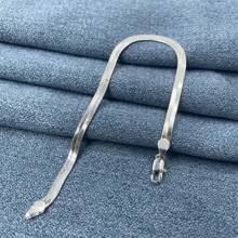 Pulseira elegante de corrente de lâmina de prata esterlina 925 feita à mão com design de corrente plana para mulheres e homens, perfeita para uso diário e presente de aniversário