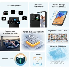 CUBOT A20, Smartphone Android 14, 4GB +8GB RAM Extensible+128GB ROM, Pantalla HD+ 90Hz 6.745 pulgadas, Batería 5100mAh, Cámara 48MP, Face ID