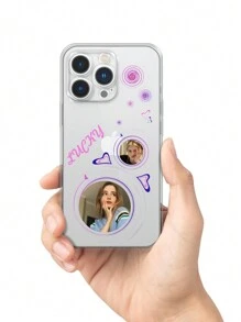 1 pieza Funda de teléfono personalizada con dibujo lineal en inglés, patrón personal, y protección de amortiguación de aire y lente de gran tamaño compatible con Apple 16 15 14 13 12 11 Pro Max