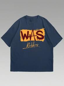 Mens T Shirts, Graphic Tees Men, Mens Gifts, Creative Graphic T-Shirt, Designed With Washington Football Pattern + Text, This Casual Tees Is Perfect For Football Fans, Football Game Day Wear, Soft Fabric, 100% Cotton, Heavy Fabric, Unisex. - 藏蓝色 - 查看 2