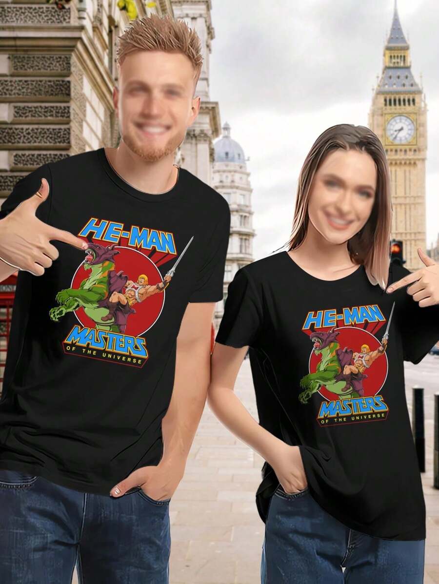 Women's He-Man Masters Of The Universe T-Shirt - Graphic Tee Vintage 80s Retro Casual - 黑色 - 查看 1