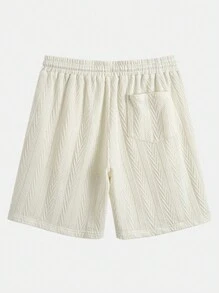 Men's Fashion Classic Solid Color Textured Knit Shirt With Buttons & Shorts, Suitable For Casual, Minimalist, Commuting, Street Style, Summer New Short Sleeve Two Pieces Set, Cozy Outfits