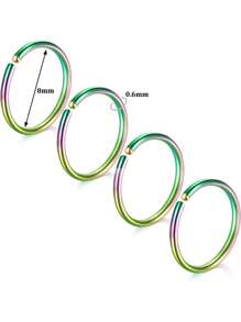 AVYRING 4Pcs Nose Rings Hoops Stainless Steel Earrings Piercing Hoops Jewelry For Men Women,Nose Rings Hoops Snug 22G 20G 18G 16G Stainless Steel Nose Septum Tragus Earring Lip Nostril Piercing Jewelry For Women Men,Diameter 6/8/10/12mm - Multicolor - View 17