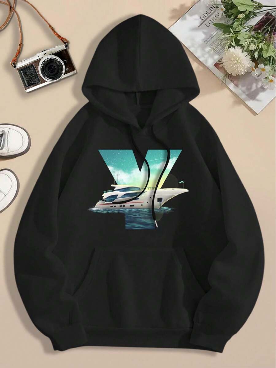 Women's Yacht Hoodies Sweatshirts Nautical Sailing Boat Apparel - Black - View 1