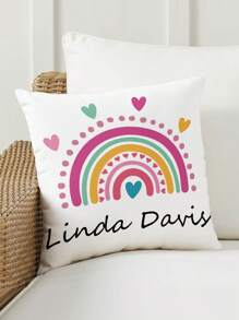 1pc Customized Personalized Name Printed Pillow Case, Custom Name Pillow, Single Sided Print Pillow Cover For Mother's/Father's/Thanksgiving/Teachers' Day, Create Your Own Picture Pillow Case, Great Gift For Family, Friends And Yourself,Valentine's Day Gift - White - View 3