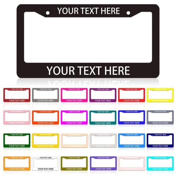 Personalized Customized License Plate Holder, Top And Bottom Text Customized License Plate Cover, Colored Female License Plate Frame, Stainless Steel Car License Plate Cover, 2 Holes Car Licence Plate Covers With Screws Washers And Caps