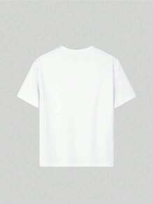 Camiseta de Manga Curta com Estampa Customizada de Urso, Gola Redonda de Manga Longa, Esportiva e Versátil, Confortável, Infantil e Toddler - Branco - Visão 3