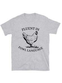 Oversized Style For Women, Funny Chicken Tee, Fluent In Fowl Language, Humorous Gift For Chicken Lover Farmer, Crazy Country Girl, Funny Tshirt, Animals Tshirt, Loose Type Shirt For Women, Perfect For Holiday Parties Or Gift Giving, Soft And Comfortable