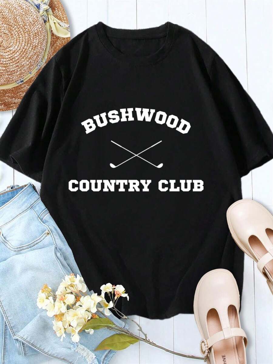Women's Bushwood Country Club Caddyshack Golf Shirt - Ladies' T-Shirt Classic Movie Apparel - Black - View 1