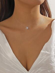 1 Peça Colar Gargantilha com Zircônia Cúbica e Cristal Transparente para Mulheres/Meninas, Colar de Zircônia em Estilo Universitário Simples para Uso Diário, Adequado como Presente do Dia das Mães/Amigos