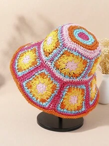 LEAJOURNO. 1pc Exotic Hollow Out Vintage Floral Bucket Hat, Hyuna Style Foldable Bucket Hat