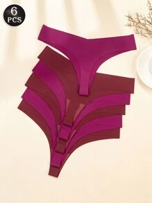 6 件装性感低腰丁字裤，隐形 V 型无缝 V 形丁字裤女士日常穿着，女士内衣和内衣