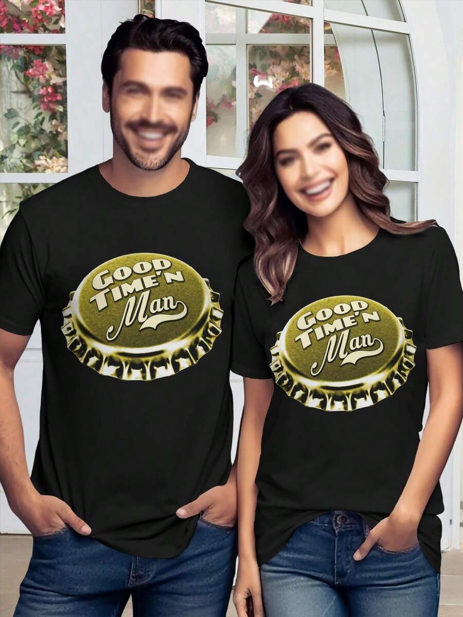 Good Time Ladies' T-Shirt Man Tee Casual Summer Top Cute Graphic Tee Women's Fashion Tee