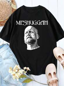 Women's Meshuggah Band T-Shirt Official Merch Concert Tee Metal Tee Rock Tee - 黑色 - 查看 1