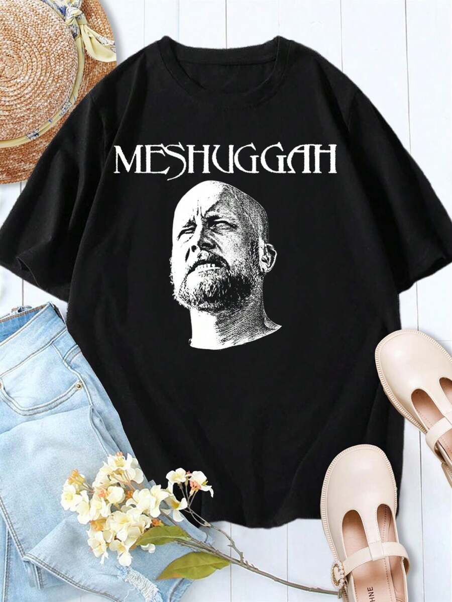 Women's Meshuggah Band T-Shirt Official Merch Concert Tee Metal Tee Rock Tee - 黑色 - 查看 1