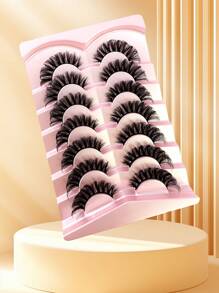New 7pairs Russian Volume Classic Cat Eye Mink False Eyelashes Natural D Curl Fluffy Faux Eyelashes Extension For A Natural Look
