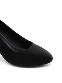Women's High Chunky Rounded Toe Pumps Block Heels Closed Toe  Solid Color Comfortable Slip On Work Shoes - 黑色絨面革 - 查看 8