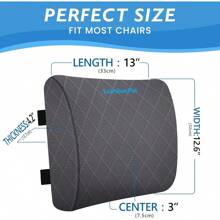 Lumbar Support Pillow Suitable Office Chair Back Support Lumbar Pillow Suitable Car, Gaming, Office Chair - Improves Sitting Posture And Relieves Back Pain, Foam, Adjustable Shoulder Straps, Gray - Black - View 3
