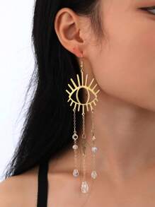 1 Pair Women's Star, Moon, Butterfly, Cloud, Eye, Crystal Teardrop, Mushroom Tassel Drop Earrings, Suitable For Daily And Party Wear