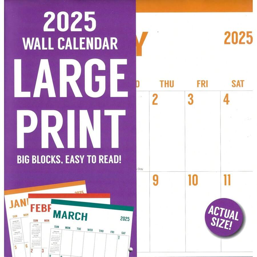 2025 Large Print Full Size Wall Calendar For Planning, Scheduling, And Organizing - 杏色 - 查看 1