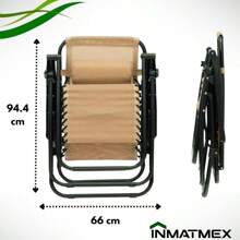 Silla Plegable Reclinable Gravedad Cero, Color Beige Calidad Y Comodidad con Almohadia y Portavasos Ideal para Cualquier Estancia - Beis - Ver 5