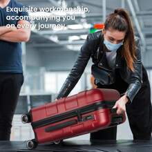 22x14x9 Inch Red Hardside Carry-On Luggage - Airline Approved With Spinner Wheels, TSA Lock & Lightweight Telescoping Handle