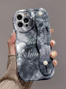 1pc Fashionable Marble Pattern Thick High-Impact Phone Case With Kickstand, Compatible With Apple & Series - Multicolor - View 1