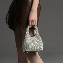 Dancing Engine 镶钻晚宴手拿包、钱包和手提包，奢华设计师单肩包，闪亮水晶手拿包，水桶包