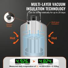 Liquid Nitrogen Tank, 3-20 L Aluminum Alloy Liquid Nitrogen Container, LN2 Tank Dewar With 6 Canisters And Carry Bag With Straps, Cryogenic Tank For Beauty Industry, Seminal Fluid Preservation, Scientific - 3 L - View 2
