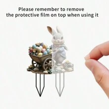 1 件，复活节兔子花园堆叠，2D Yaranli 双兔雕像带复活节彩蛋，用于户外草坪和花园装饰，复活节主题装饰 - 彩色 - 查看 8