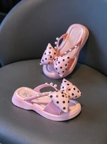 Dép nơ cho bé gái, Dép xỏ ngón đế bằng thời trang mới 2025 cho mùa hè - Hồng - Xem 7