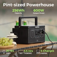 OUPES Exodus 600 Portable Power Station 600W, 256Wh Solar Powered Generator With 2 AC Outlets(1200W Peak), Full Recharge In 1 Hrs LifePO4 Battery Generator For Camping - 黑色 - 查看 6