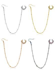 CIZME 1Pc/Set Fake Septum Rings Septum Piercing Nose To Ear Chain Jewelry Rhinestone-Stud Dangle Nose Chain Piercing Jewelry Faux Nose Ring Chain Non Pierced Clip On Dangle Septum Earrings For Women