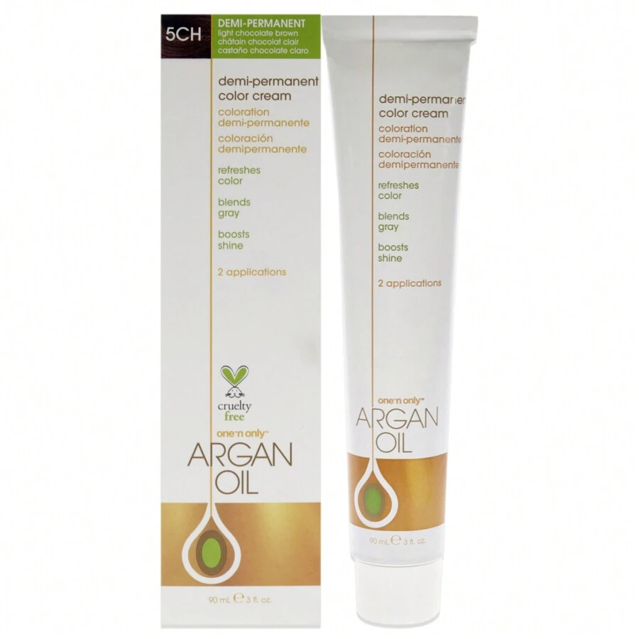 Argan Oil Demi-Permanent Color Cream - 5CH Light Chocolate Brown By One N Only For Unisex - 3 Oz Hair Color - Brown - View 1
