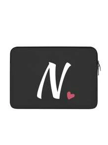 1pc Heart Shaped Pattern And Letter Print Handheld Laptop Bag, Simulated Diving Material Tablet Liner Bag, Apple Ipad Foam Protective Case, Computer Bag - Black - View 27