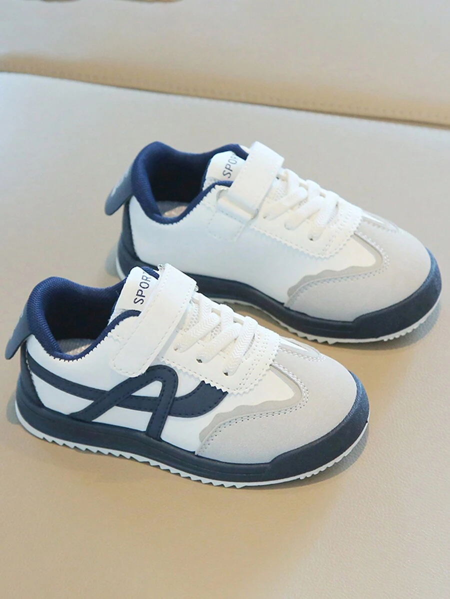 1 双儿童休闲软底运动鞋，秋季新款女孩和男孩运动鞋，百搭 - 藍色 - 查看 1