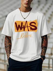 Mens T Shirts, Graphic Tees Men, Mens Gifts, Creative Graphic T-Shirt, Designed With Washington Football Pattern + Text, This Casual Tees Is Perfect For Football Fans, Football Game Day Wear, Soft Fabric, 100% Cotton, Heavy Fabric, Unisex. - trắng - Xem 1