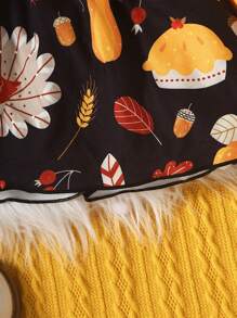 Toddler Baby Girl Thanksgiving Dress Newborn Turkey Print Long Sleeve Mini Dress Autumn Round Neck A Line Princess Dress - 黃色 - 查看 7