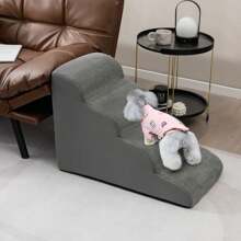 4-Tier Foam Dog Ramp Non-Slip Dog Steps With Gentle Slope Surface - Dark Grey - View 4