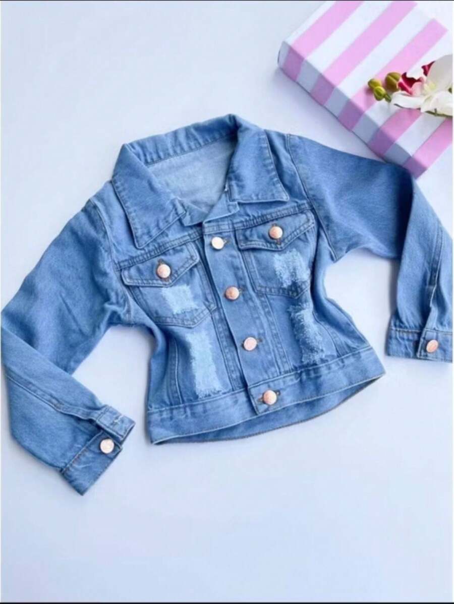 Light Blue Denim Jacket Without Lycra - Rửa nhẹ - Xem 1